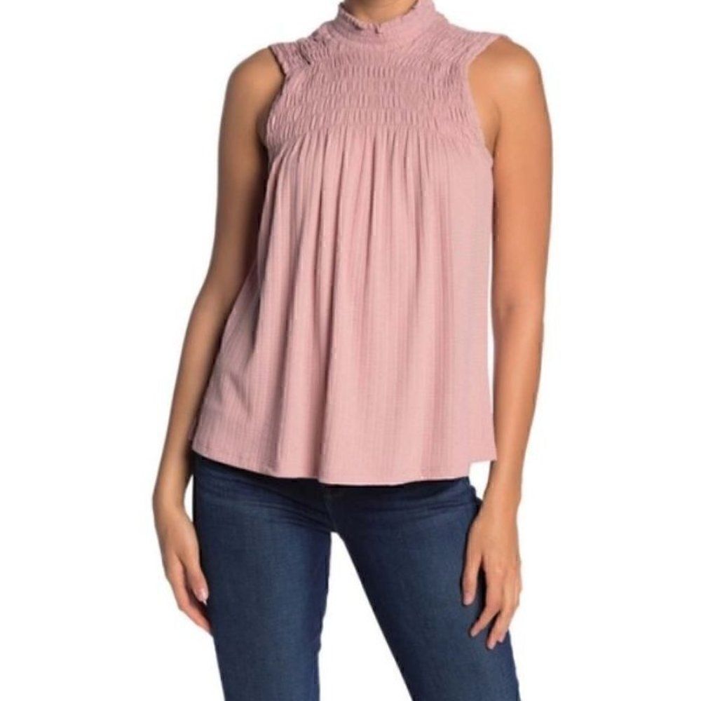 Pleione Textured Mock Neck Sleeveless Blouse Size Medium